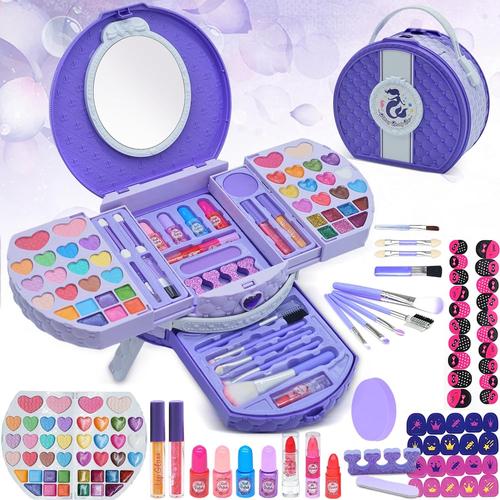 Kit De Maquillage Pour Enfant Fille - 66 Pièces - Modèle Dresseur - Mallette De Maquillage Pour Fille - Lavable Et Sûre - Jouet De Maquillage Pour Filles De 3 Ans Et Plus - Cadeau De Noël