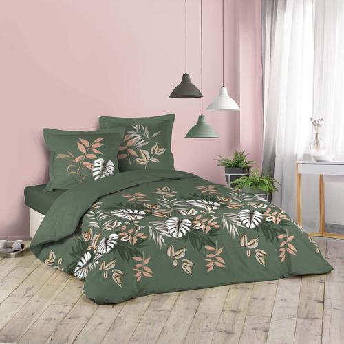 Housse De Couette - 240 X 220 Cm + Taies - Botanic - Vert Vert