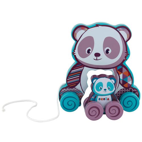 Jouet À Tirer - Panda Et Son Bébé À Roulettes
