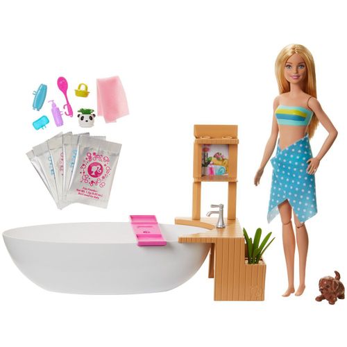 Barbie - Coffret Bain Coloré avec Poupée
