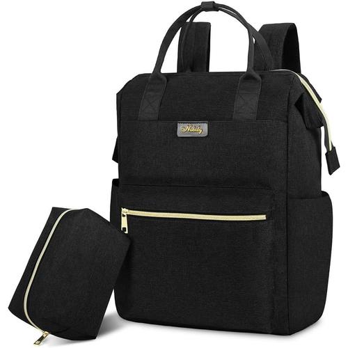 Sac À Dos Femme Avec Trousse De Maquillage Sac À Dos Pc Ordinateur Portable 15.6 Pouces Avec Trou Usb Imperméable Pour Collège Affaire Voyage