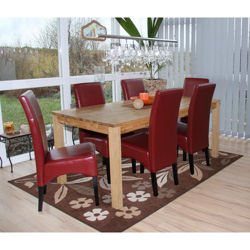 Lot De 6 Chaises Latina, Salle À Manger, Cuir Reconstitué   Rouge, Pieds Foncés