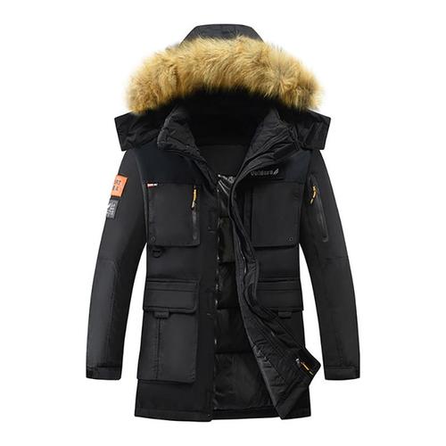 Parka À Capuche Detachable Homme De Marque Hiver Chaud Avec Col En Fausse Fourrure Manteau Hommes Multipoches Couleur Uine Blouson Hommes -Pm300579