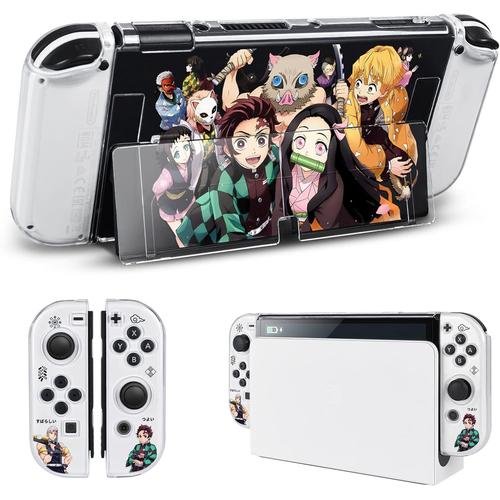 Coque Pour Nintendo Switch Oled¿Accessoires Switch Dockable Clear Pc Cover,Switch Grip Cover Avec Absorption Des Chocs Et Design Anti Rayures - Demon Slayer