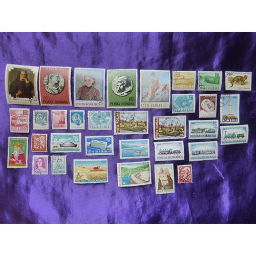 Timbres Roumanie - 33 Très Beaux Timbres Anciens, Années 70, Trains, Barrages Etc
