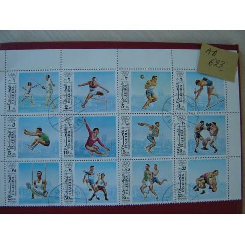 Ad 623 // Bloc 12 Timbres Obliteres *Fujeira .Jeux Olympiques Munich 1972