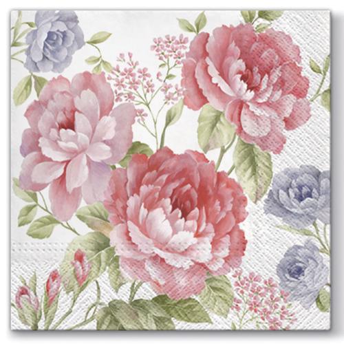 Lot De 20 Serviettes En Papier 33 X 33 Cm Roses De Julietta