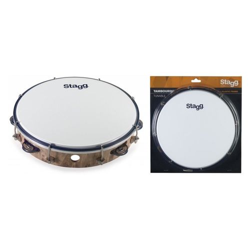 Stagg Tab-110p/Wd - Tambourin Accordable En Plastique 10'' Avec 1 Rangée De Cymbalettes