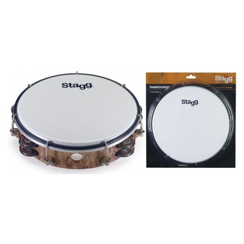 Stagg Tab-208p/Wd - Tambourin Accordable En Plastique 8'' Avec 2 Rangées De Cymbalettes