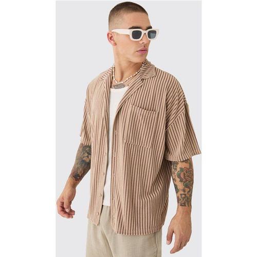 Two Tone Towelling Oversized Shirt Homme - Marron - Xs, Marron