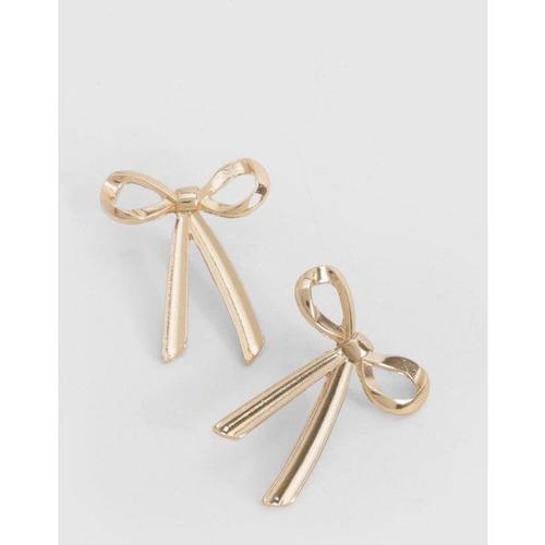 Gold Oversized Bow Earrings - Jaune Or - One Size