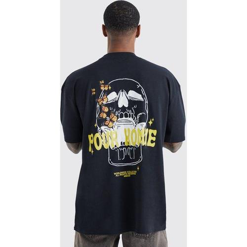 T-Shirt Oversize Imprimé Crâne Homme - Noir - Xs, Noir