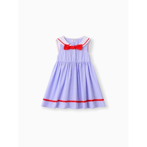 Robe Rayée À Col Marin Pour Tout-Petit Fille