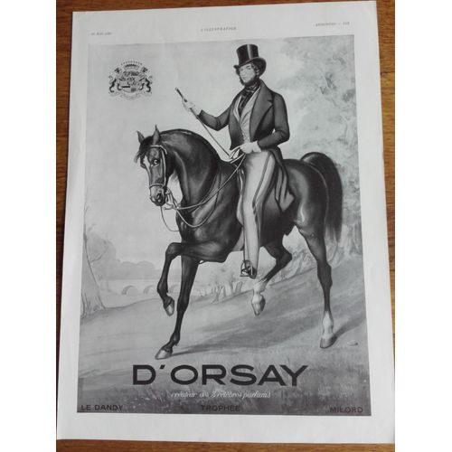 Publicité Années 1930 Parfum D'orsay Le Dandy Milord