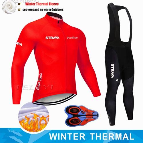 STRAVA hiver thermique polaire hommes Pro cyclisme maillot