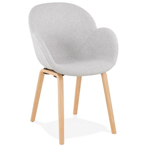 Chaise Design Avec Accoudoirs 'samy' En Tissu Gris Clair Style Scandinave