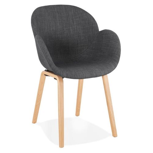 Paris Prix - Chaise Design Tissu "Fiano" 88cm Gris Foncé & Naturel
