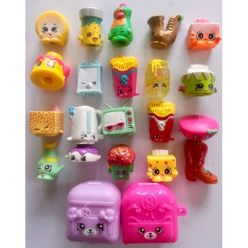 Shopkins Toutes Séries Confondues. Lot De 20 Figurines + 2 Sacs À Dos De Transport Parme+Rose.