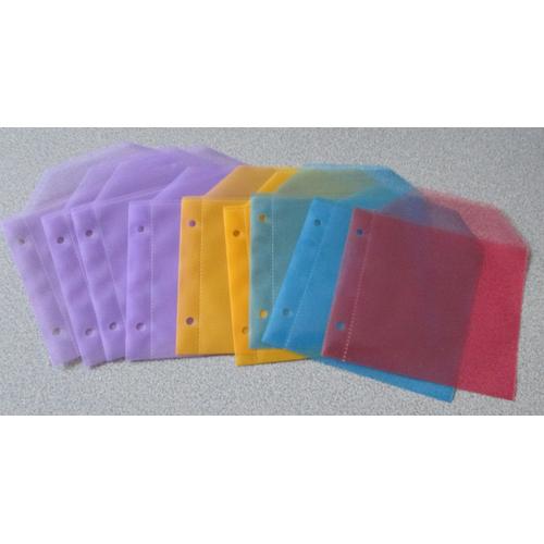 Lot De 9 Pochettes Plastiques À Rabat Pour Cd - Perforation De 2 Trous Pour Rangement Dans Classeur - Marque Atlanta - 2 Bleu + 1 Jaune + 1 Rose + 4 Violet