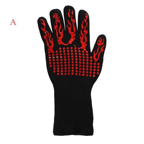 1hand bakewere Oven Mitts Gloves BBQ Silicon gloves High Temperature Anti-scalding 500/800 Degree Insulation Barbecue Microwave, A