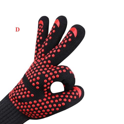 1hand bakewere Oven Mitts Gloves BBQ Silicon gloves High Temperature Anti-scalding 500/800 Degree Insulation Barbecue Microwave, D