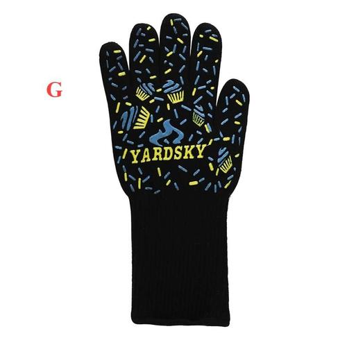 1hand bakewere Oven Mitts Gloves BBQ Silicon gloves High Temperature Anti-scalding 500/800 Degree Insulation Barbecue Microwave, G