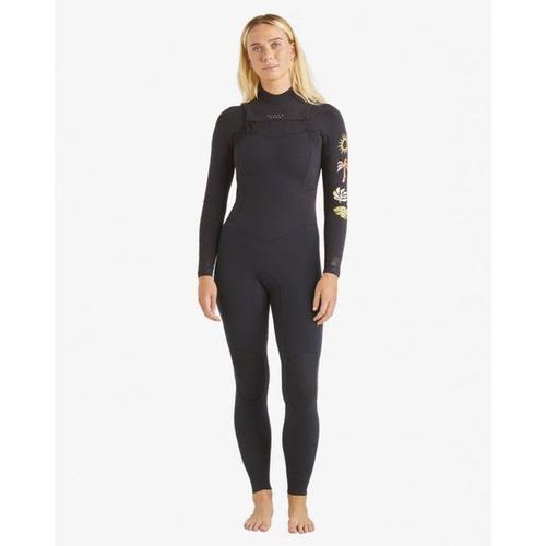 3/2 Mm Salty Dayz Natural Chest Zip - Combinaison De Surf Femme Hidden Palms Black L - L