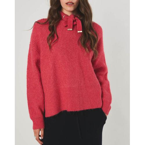 Pull En Laine Mélangée Capuche Augustin Framboise