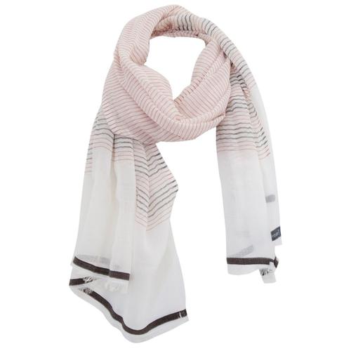 Foulard En Coton, Lin & Soie Kalo Blanc/Brun 80x195 Cm