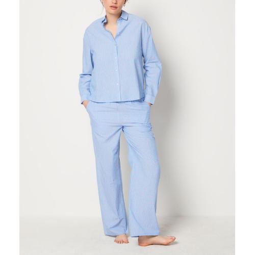 Pantalon De Pyjama Rayé Fleuri En Coton - Begonia - S - Bleu - Femme - Etam