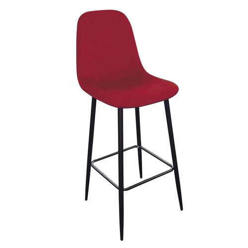 Tabouret De Bar En Velours Vintage Inoui - H. 110 Cm - Bordeaux