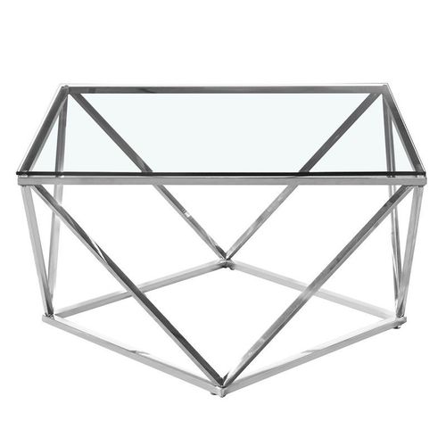 Paris Prix - Table Basse Design En Verre "Lora" 80cm Argent