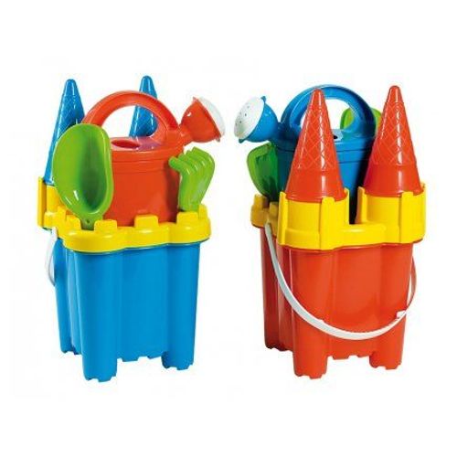 Seau De Plage Château + Accessoires - Livré À L'unité (Bleu Ou Orange)