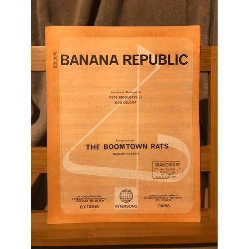 Boomtown Rats Banana Republic Partition Chant Piano Accords Éd. Intersong
