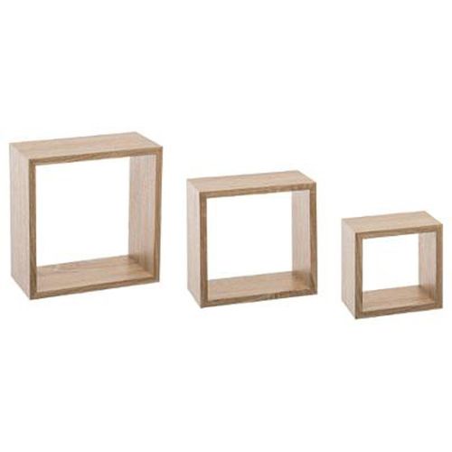 Lot De 3 Étagères Murales "Cube" 25cm Naturel