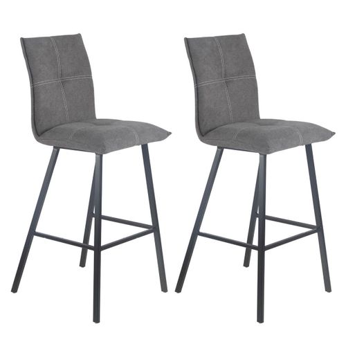 Lagos - Lot De 2 Tabourets Gris Anthracite Assise H65cm