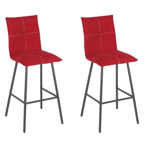 Lagos - Lot De 2 Tabourets Rouges Assise H65cm