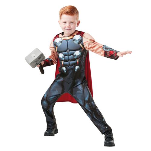 Déguisement Deluxe Thor Avec Marteau Enfant - Taille: 3 À 4 Ans (104 Cm)