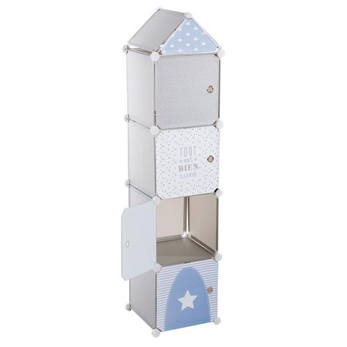 Meuble De Rangement Enfant Colonne - 34 X H. 140 Cm - Bleu