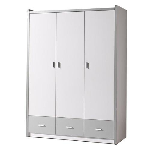 Paris Prix - Armoire 3 Portes "Bonny" 202cm Gris