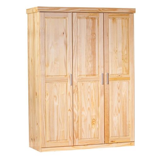 Paris Prix - Armoire Bois 3 Portes "Angel" 190cm Naturel