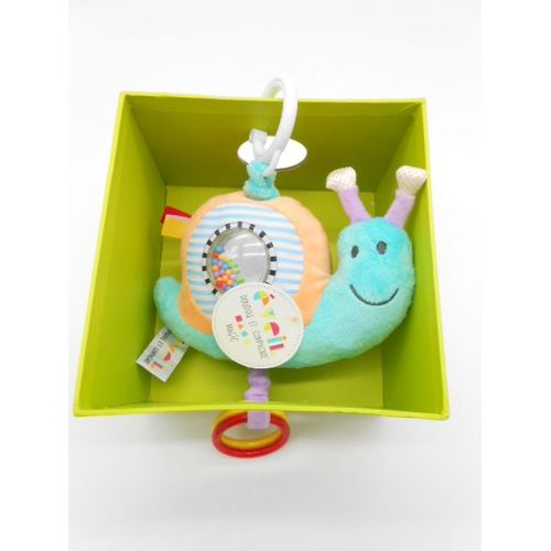 Doudou Et Compagnie Vibrato Escargot D'eveil Dc3013 Dc 3013 Bleu Violet Orange Raye Bleu Blanc Boule Bille Multicolore Anneau Pince