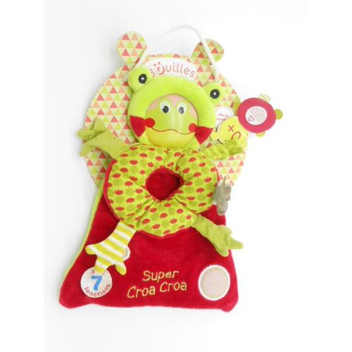 Doudou Grenouille Les Bouilles De Doudou Doudou Et Compagnie Dc2292 Croa Croa Dc 2292 Rouge Vert Grelot Bruissage Dans Le Tissu Miroir