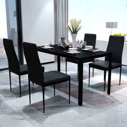 Vidaxl Ensemble De Table Pour Salle À Manger Cinq Pièces Noir
