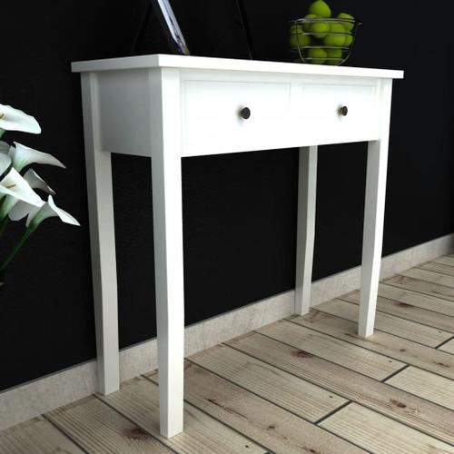 Vidaxl Table De Console Et Coiffeuse Avec 2 Tiroirs Blanc