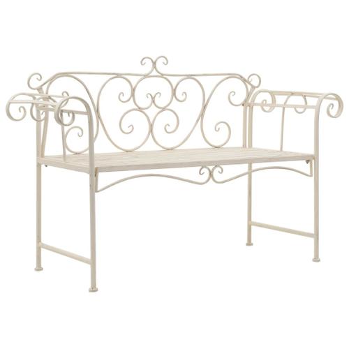 Vidaxl Banc De Jardin 132 Cm Métal Antique Blanc