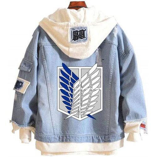 Envoie De France Jean Jackets Veste Bleu Résistante Epais Mixte Capuche Titan On Titan Costume Haut