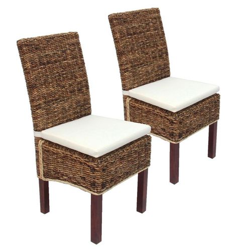 Lot De 2 Chaises M69, Banane Tressée   Pieds Marrons, Avec Coussins