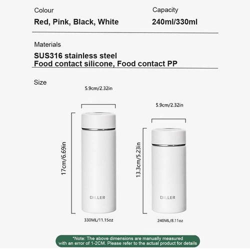 Tasse D'isolation De Temps De Loisirs Avec Capacités 11.15 Oz Sans Bpa 11.15 Capacités D'oz Acier Inoxydable Tasse De Voyage Flasque Thermos - Noir