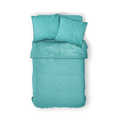 Housse De Couette Diabolo Menthe - 100% Coton 57 Fils - 220 X 240 Cm - Bleu Turquoise